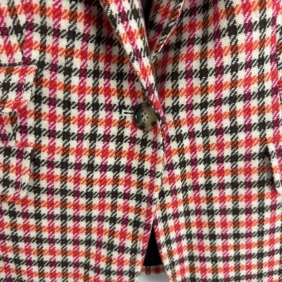Talbots Houndstooth Plaid Wool Blazer Academia Size 6P Elbow Patch Women - Picture 5 of 16